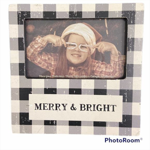 🌿4/$35🌿NWOT NORDSTROM Merry & Bright Black White Holiday Plaid‎ Picture Frame